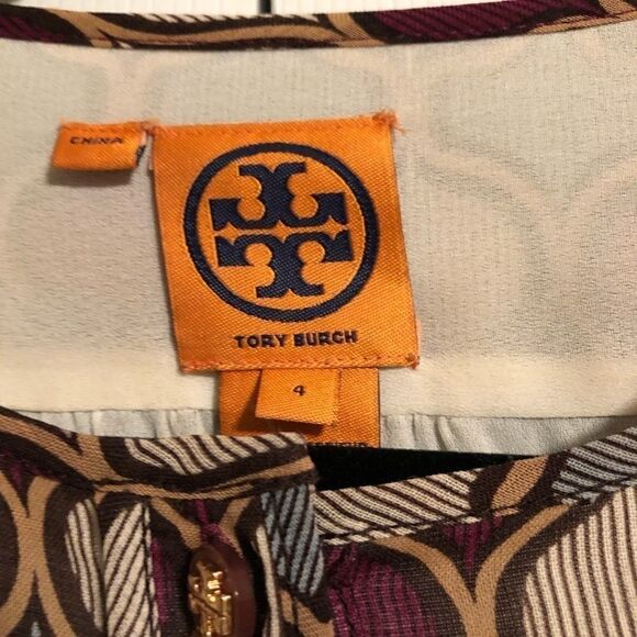 TORY BURCH Abstract Pattern Long Sleeve Dress Size 4 - Picture 2 of 6